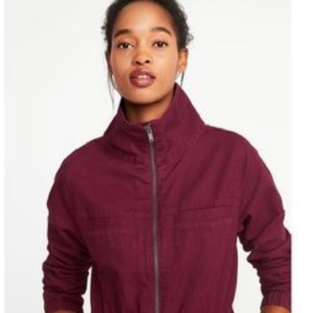 NWT🏷️ Old Navy Utility Bomber Jacket, Wine Burgundy, XS - Picture 13 of 16